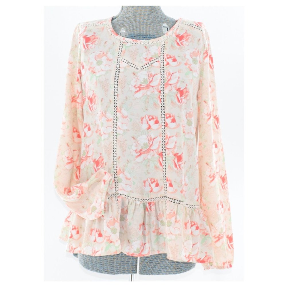 DownEast Floral Think Tank Blouse S NWT